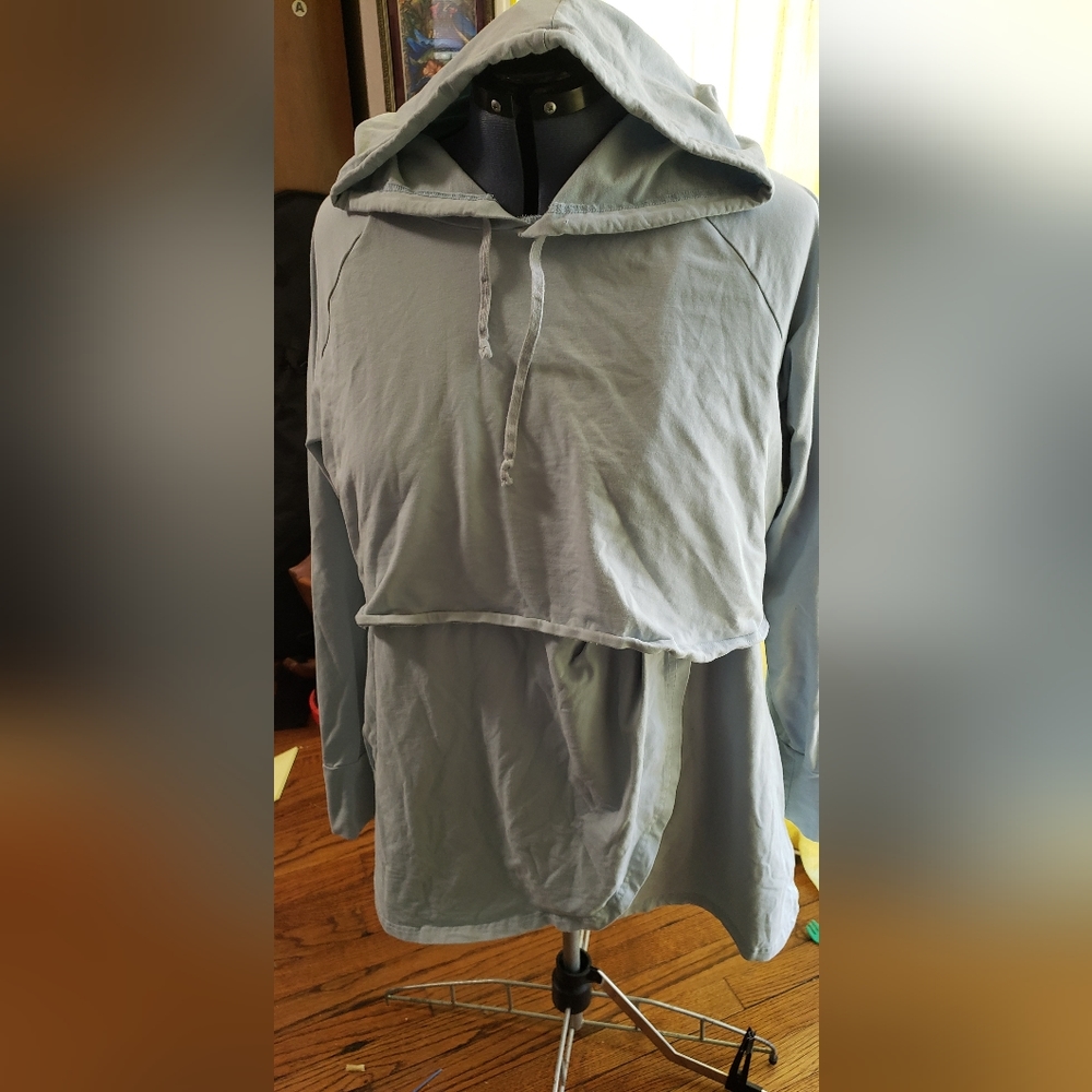 Mint Blue nursing hoodie.